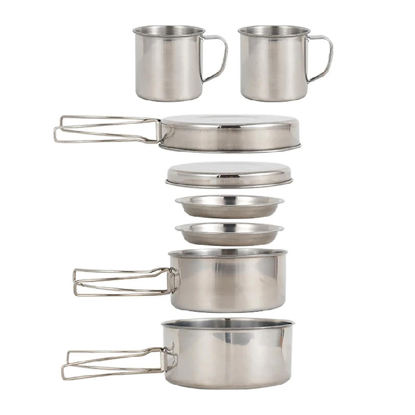 Camping Cooking Accessories Set - 8pcs/Set Camping Cookware Mess Kit Stainless