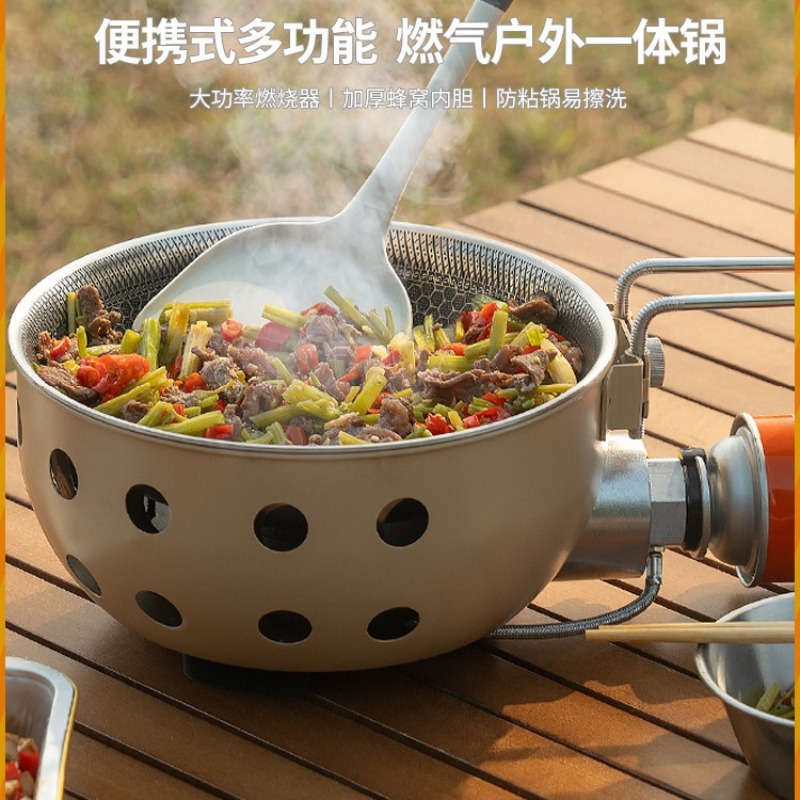 Camping Cooking One Pot - Portable Outdoor Cassette Stove All‑in‑One Cooking