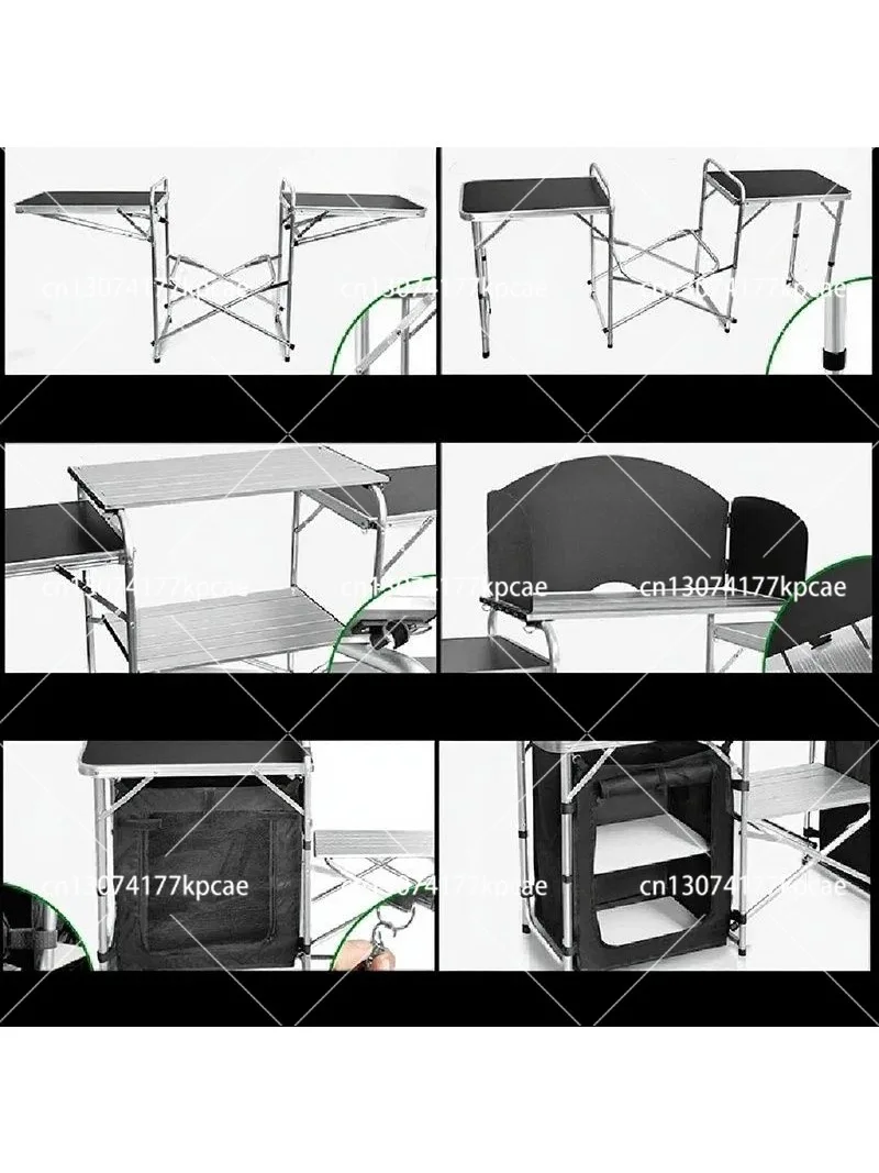 Camping Cooking Table With Storage - Lightweight Aluminum Outdoor Camping Folding Table