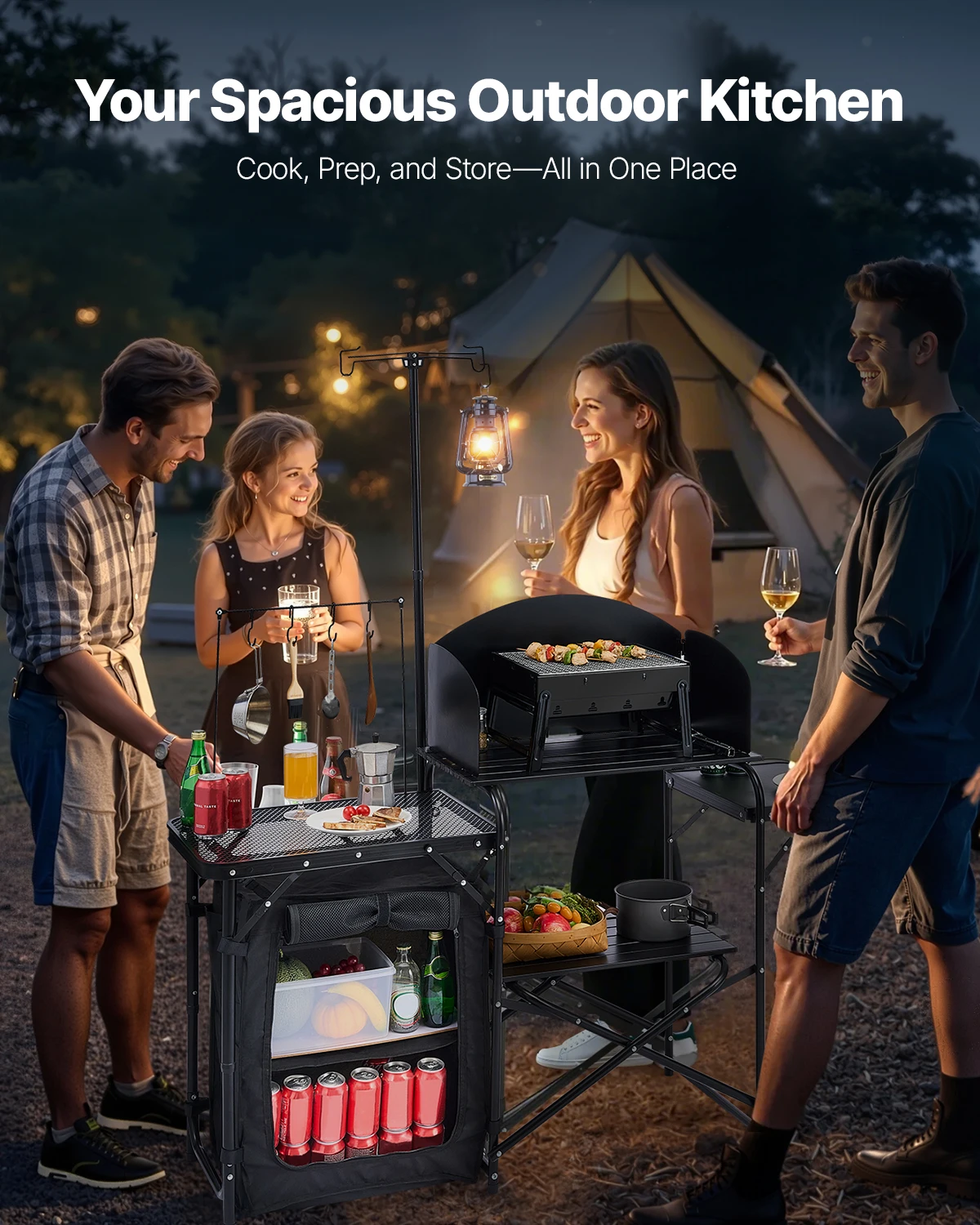 Folding Camping Table Outdoor  - Camping Cooking Table With Storage recension och pris