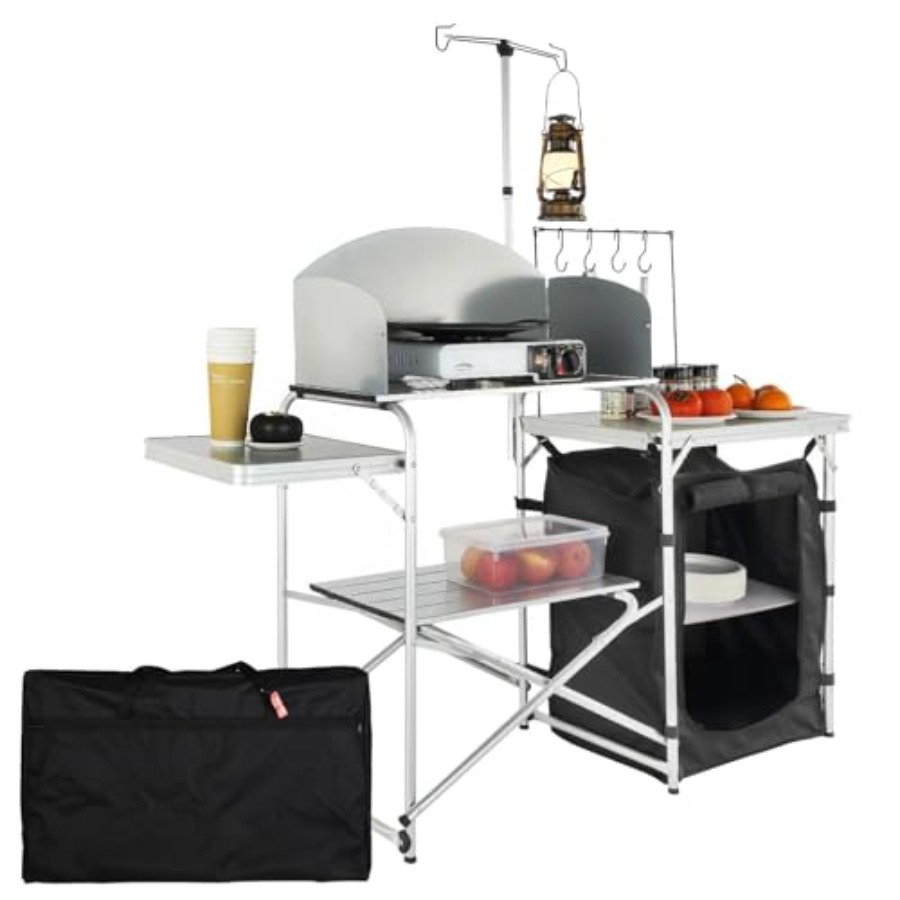 Camping Kitchen Table, Folding - Camping Cooking Table With Storage recension och pris