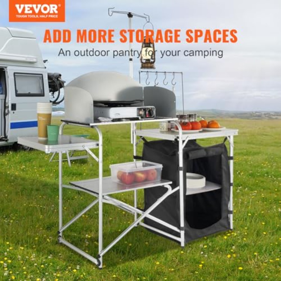 Camping Kitchen Table, Folding - Camping Cooking Table With Storage recension och pris