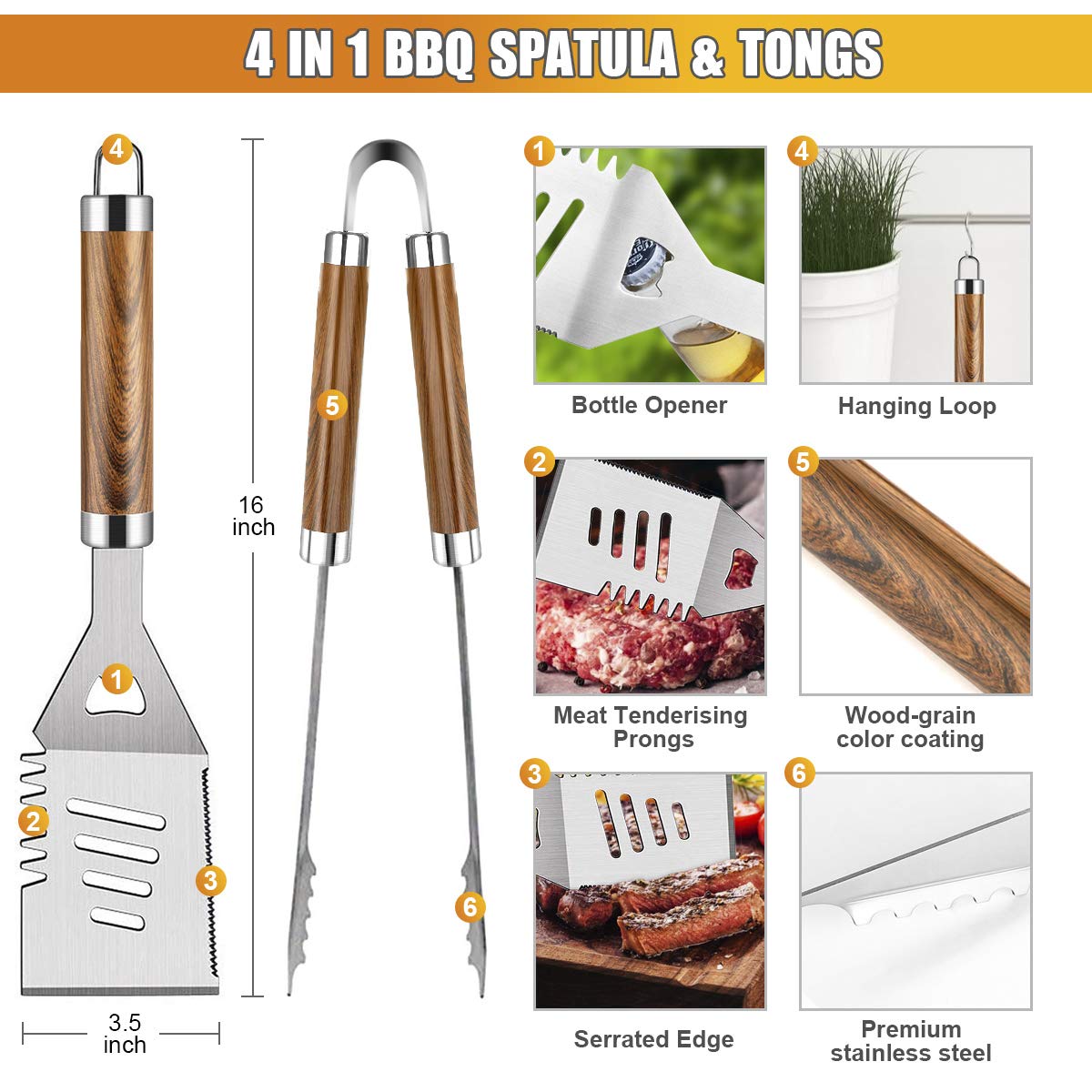 38PCS BBQ Grill Accessories Se - Camping Cooking Accessories Set recension och pris