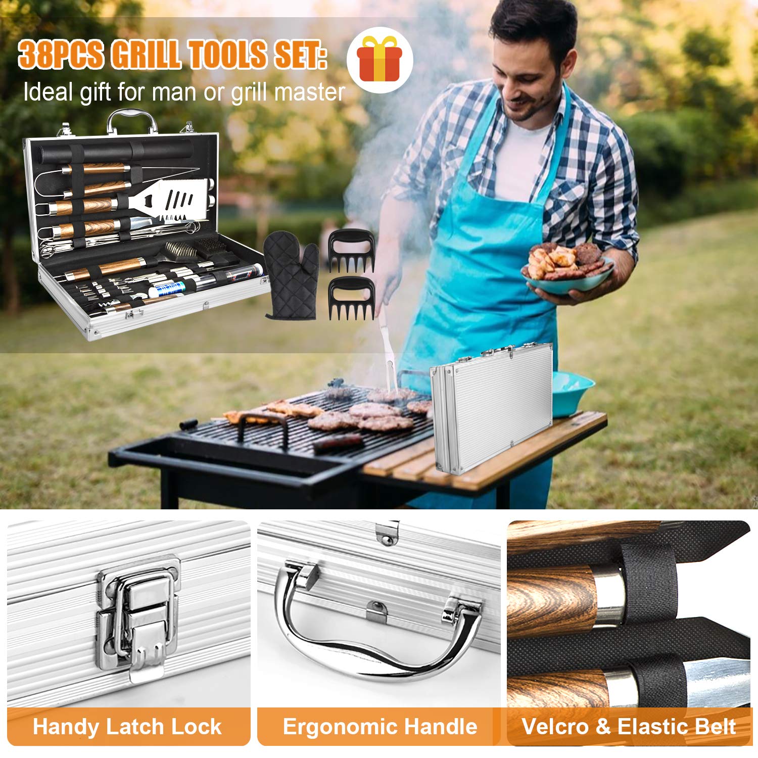 38PCS BBQ Grill Accessories Se - Camping Cooking Accessories Set recension och pris