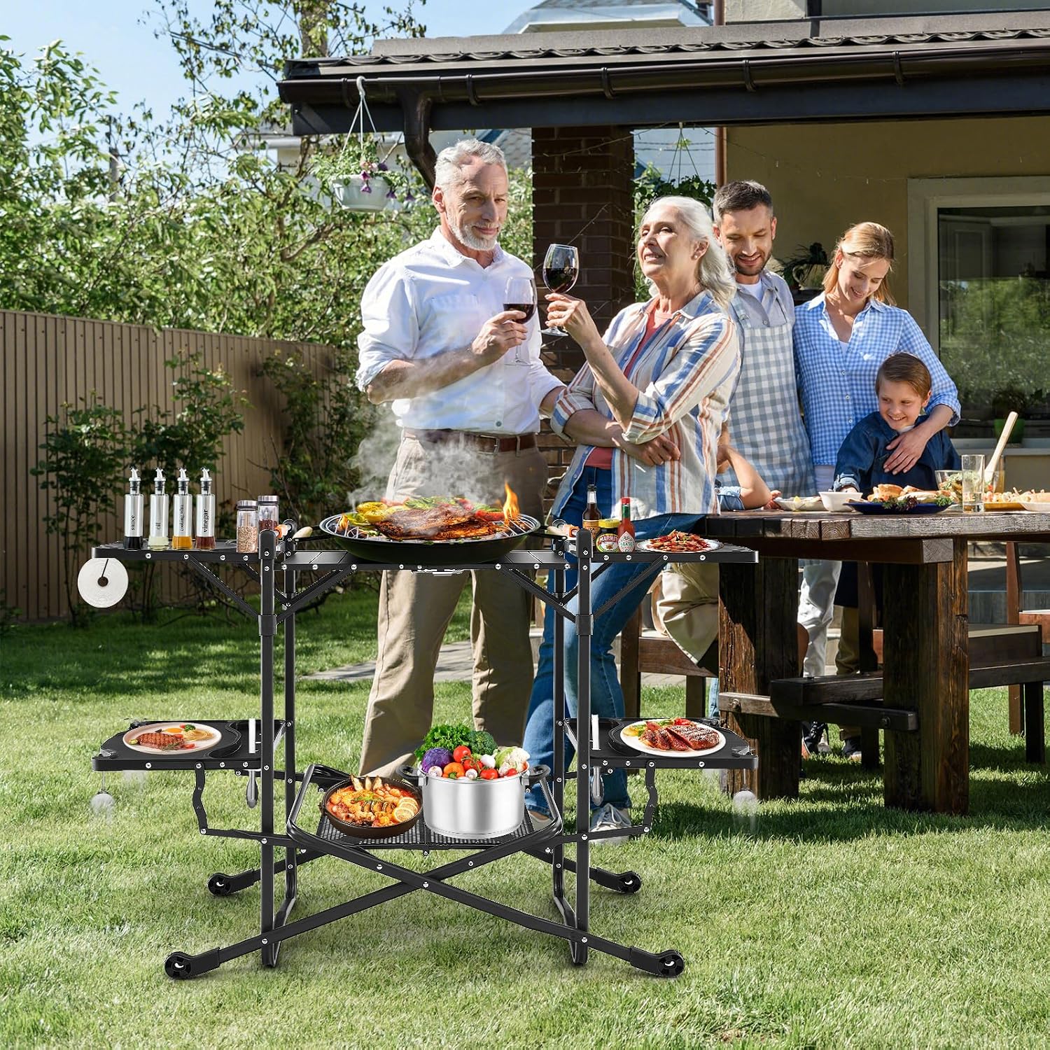 Portable Outdoor Folding Cooki - Camping Cooking Table With Storage recension och pris