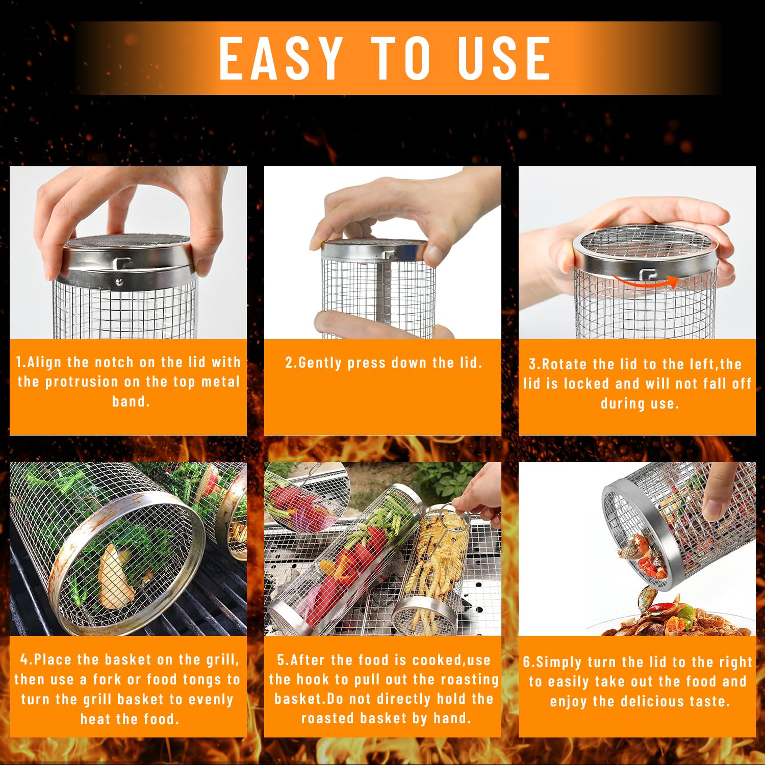 2 Pieces Rolling Grilling Bask - Camping Cooking Accessories Set recension och pris